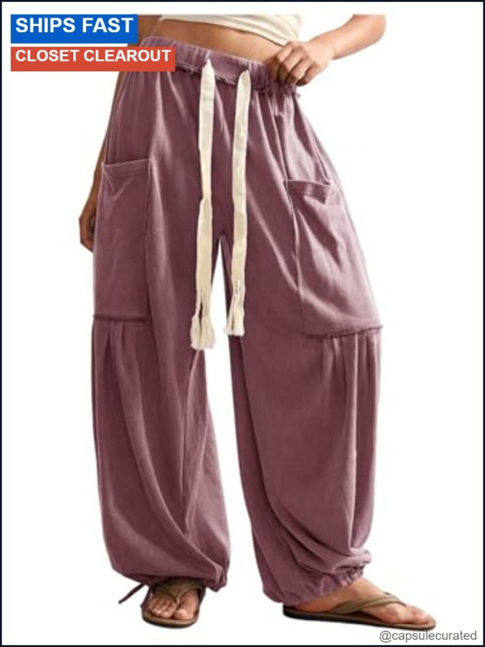 Women's Baggy Boho Harem Pants Wide Leg Sweatpants with Pockets